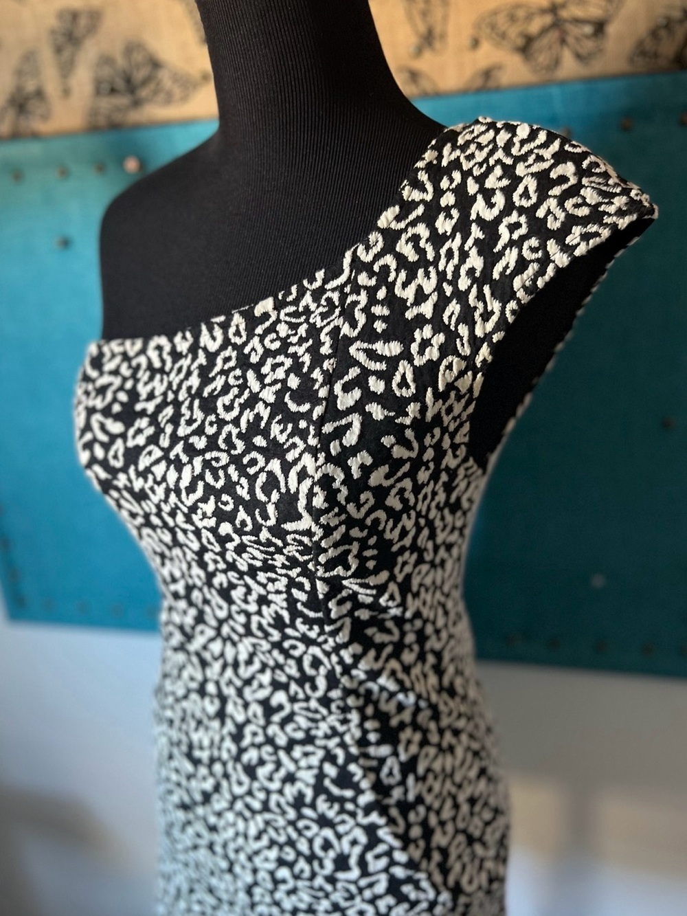 Forever 21 One-Shoulder Black and White Dress Zebra Large NYE Halloween